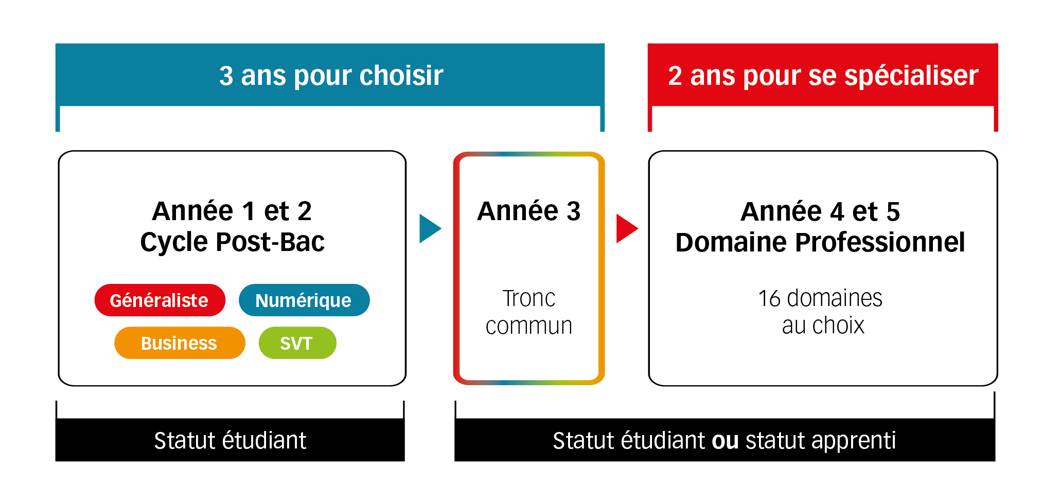 Schéma des études ISEN Ouest - Formations post-bac